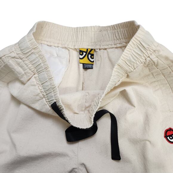 Krooked Eyes Mens Ripstop Elastic Waist Pant Size Large Skater Straight Leg Belt - Picture 5 of 12